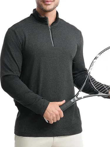 Vista 3 de MARAMI Sudadera de manga larga con forro polar UPF50+ para hombre, con cremallera de un cuarto, sudadera de golf