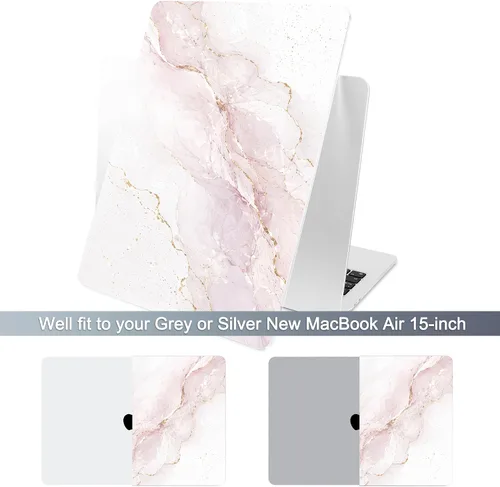 Vista 3 de Batianda Case for MacBook Air 15" 2026 M5 M4 M3 M2 Chip, Rose Marble