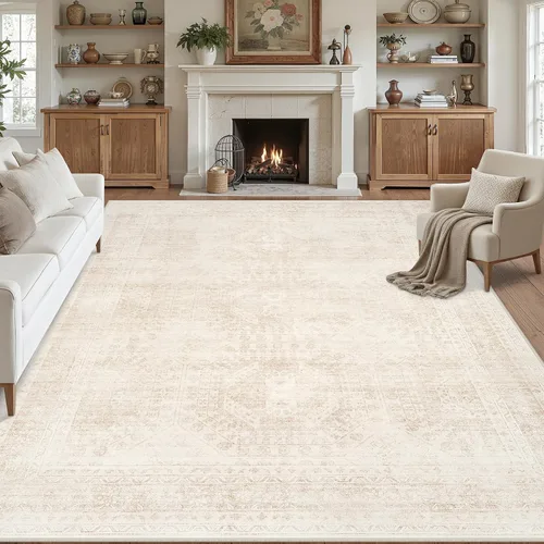 Vista 20 de Alfombras de área 8x10 Sala de estar: Dormitorio Alfombra Lavable Beige