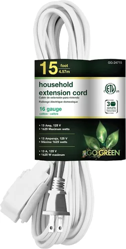 Vista 8 de Go Green Power Inc. Cable de extensión para el hogar de 16/2 de 6 pies con 3 tomas, color marrón, discreto, sin torceduras, cubiertas de seguridad