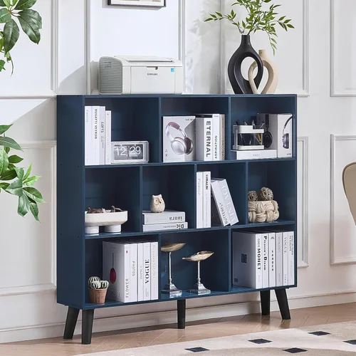Vista 17 de LEYAOYAO Estantería de 5 cubos de 3 niveles con patas, estante negro menta para libros para niños, bonito organizador de almacenamiento, estantes