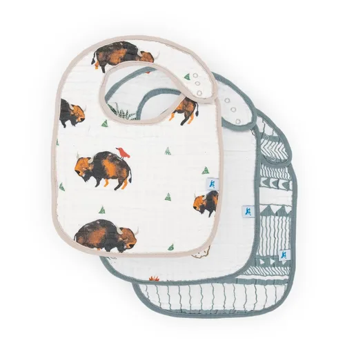 Vista 19 de Little Unicorn Paquete de 3 baberos clásicos de alta calidad, ajustable a medida que crece el bebé, tela suave en la piel, ideal para los que comen