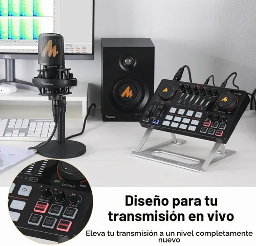 Vista 8 de MAONO Mezclador de interfaz de audio AME2, consola de estudio de podcast