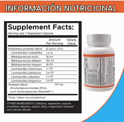 Vista 2 de Holistic Health Suprema Dophilus 60 Cápsulas Vegetarianas