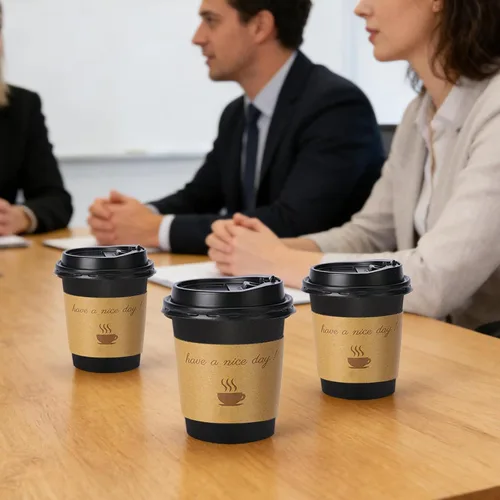Vista 3 de Lamosi Paquete de 100 tazas de café de 10 onzas, vasos de papel desechables