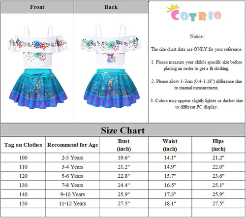 Vista 3 de COTRIO Trajes de baño para niñas, traje de baño de 2 piezas, Mirabel, Isabella, bikini Dolores, tankini Madrigal, traje de baño de aventura familiar