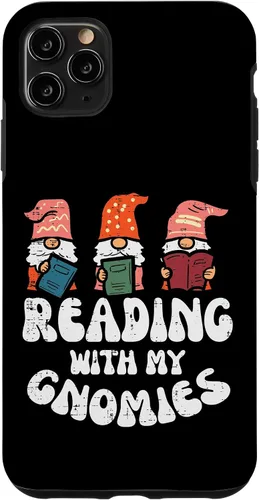 Vista 11 de Funda para iPhone 15 Reading With My Gnomies Funny Gnomes Book Lover Bookworm