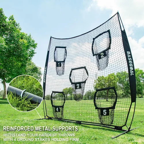 Vista 4 de BaseGoal Redes de Fútbol Americano para Lanzamiento, Objetivo de Fútbol Americano, Equipo de Entrenamiento de Quarterback con 5 Bolsillos Objetivo
