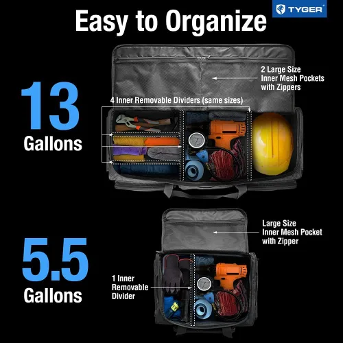 Vista 3 de Tyger - Organizador de bolsas de almacenamiento de carga para debajo del asiento trasero, tamaño grande y pequeño (5.5 y 13 galones) compatible