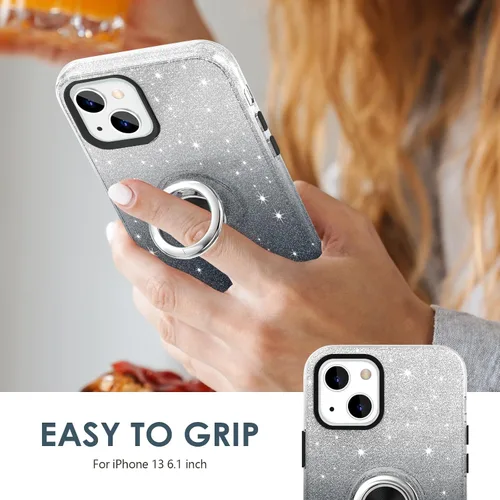 Vista 2 de Hython para iPhone 13 Funda con Soporte de Anillo [Soporte Magnético Giratoria de 360° con Anillo] [Soporte para Montaje en Coche] Funda de Teléfono