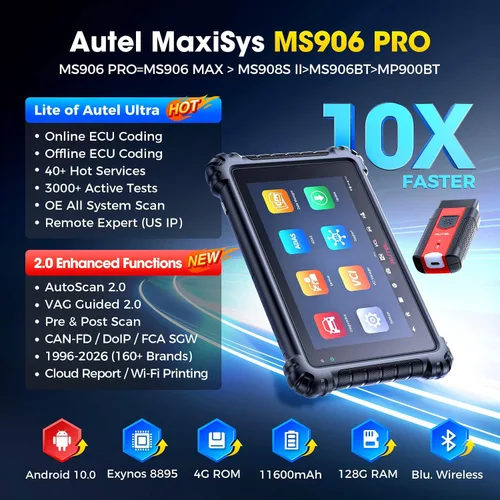 Vista 2 de Autel Escáner MaxiSys MS906 PRO, MS906Pro 2026 Igual que MS906MAX, ECU superior Elite 2.0 de MS906BT MP900BT MP900 MS908S, prueba bidireccional 3K+
