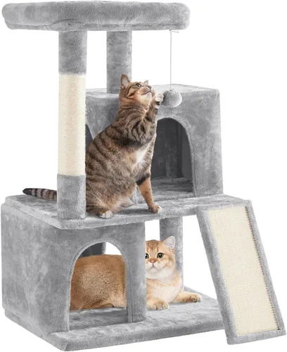 Vista 12 de Yaheetech Árbol para gatos para mascotas de interior, condominio en torre de 36 pulgadas con percha extragrande, postes rascadores, tabla, bola