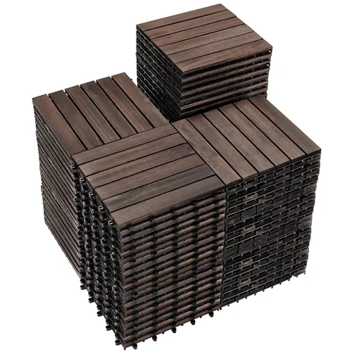 Vista 11 de PrimeZone - 9 azulejos entrelazados de madera de acacia sólida para terraza, patio, 12 x 12 pulgadas, impermeables, para interiores y exteriores