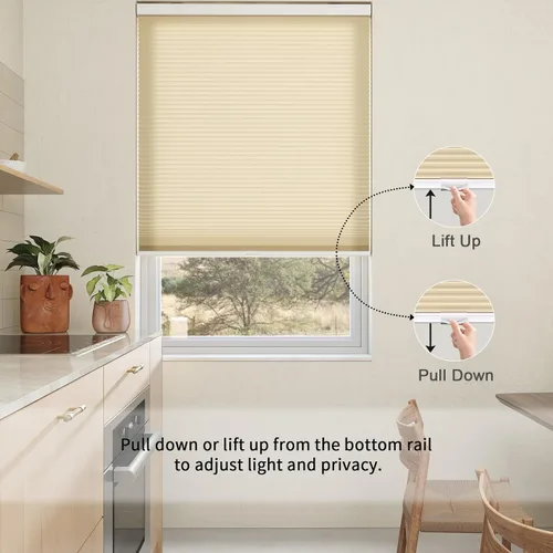 Vista 5 de MYshade CEL19BE36C - Persianas sin cordones y celulares para ventanas interiores con filtro de luz de 1.5 pulgadas de celda de nido de abeja, tela