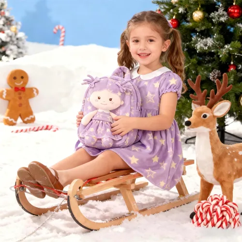 Vista 33 de Onetoo Mochila para niños pequeños, regalos de regreso a clases, mochilas para niñas y niños con muñecas de bebé ligeras y suaves en vestido