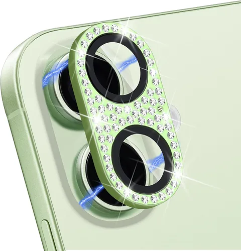 Vista 35 de Protector de lente de cámara para iPhone 13 & iPhone 13 Mini, brillante con diamantes de imitación 3D con purpurina, cubierta de cámara de vidrio