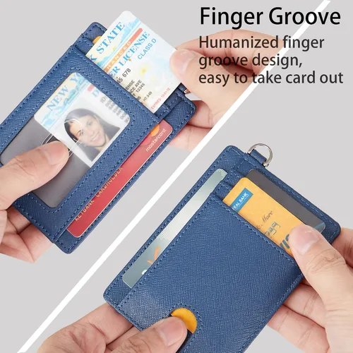 Vista 4 de Pequeñas carteras delgadas con bloqueo RFID para tarjetas de crédito, para hombres y mujeres