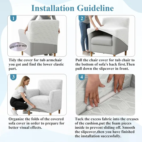 Vista 5 de LiveGo Fundas elásticas para sillón de banquete, funda de jacquard suave con brazos, fundas para sillón, protector de muebles, lavable a máquina