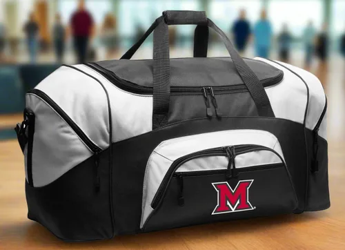 Vista 2 de Bolsa de lona grande Miami RedHawks de Miami University Maleta para viajes o Miami of Ohio Sports Gear Bag, Negro -, Bolsa de lona Miami of Ohio