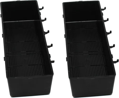 Vista 10 de JSP Manufacturing Contenedor de almacenamiento de tablero de clavijas negro resistente, contenedores de almacenamiento de piezas, ganchos a