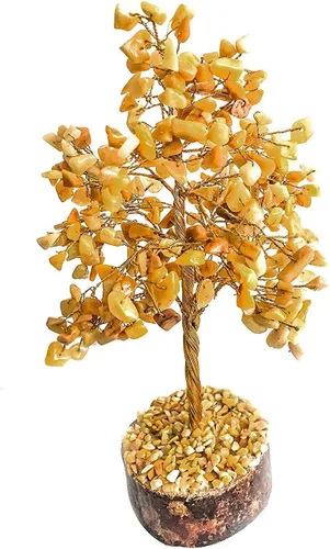 Vista 3 de Árbol de la vida de chakras de aventurina amarilla, árbol de cristal para energía positiva, decoración de Feng Shui, árbol de piedras preciosas