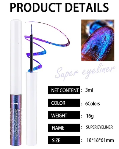 Vista 6 de Chameleon - Delineador de ojos con purpurina líquida, 1 bolígrafo dorado metálico de alta pigmentación para maquillaje para sombra de ojos, punta 01#