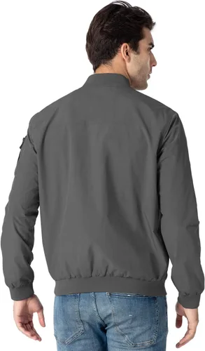 Vista 2 de Rdruko - Chaqueta bomber ligera cortavientos de corte universitario, casual, para hombre