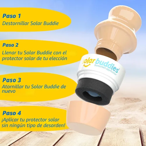 Vista 4 de Solar Buddies Aplicador de Protector Solar – Single Nude – Aplicador Recargable en Rollo con Esponja para Protector Solar, Crema Solar y Loción