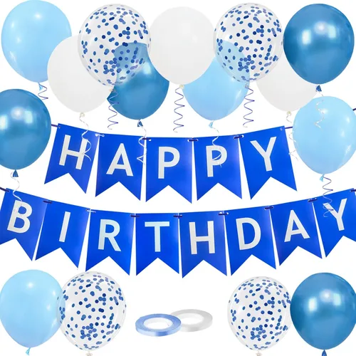 Vista 16 de Cartel de feliz cumpleaños, decoración de cumpleaños negro y dorado, 16 globos de 12 pulgadas con 2 cintas para hombres, mujeres, niñas y niños