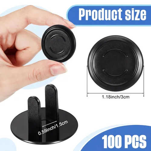 Vista 2 de Thyle 100 fundas para enchufes de bebé a granel, protectores de enchufe de Negro