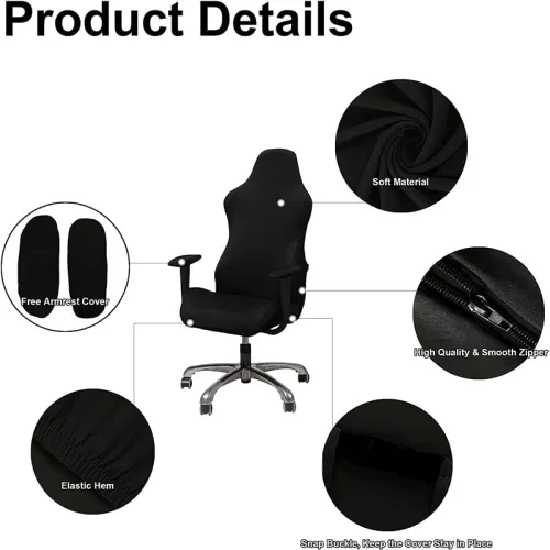 Vista 6 de Funda elástica para silla de juegos, funda elástica para computadora para silla de juegos de carreras, funda elástica para asiento de oficina