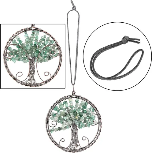 Vista 3 de rockcloud Adorno colgante hecho a mano del árbol de la vida, piedras curativas de reiki, para colgar en la pared, automóvil, decoración