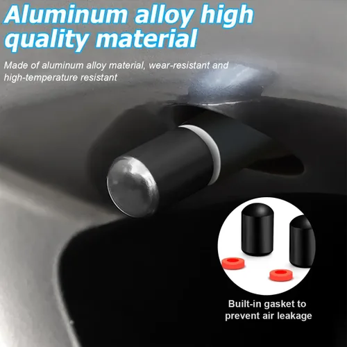 Vista 3 de Osilly Tapones para válvulas de neumáticos de automóvil, 4 tapas de vástago de válvula de aleación de aluminio, tapas de válvula de aire