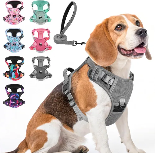 Vista 33 de BEAUTYZOO Arnés para perro sin tirones pequeño, juego de arnés y correa ajustable para perro - Fácil de usar con 3 hebillas/mango de control, arnés