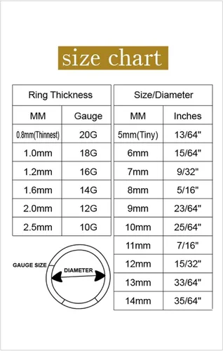Vista 4 de ORANGELOVE - Aros nasales hipoalergénicos de acero quirúrgico 316L de 20 g, 18 g, 16 g, 14 g, 12 g, 10 g y 8 g, joyería para tabique con segmento
