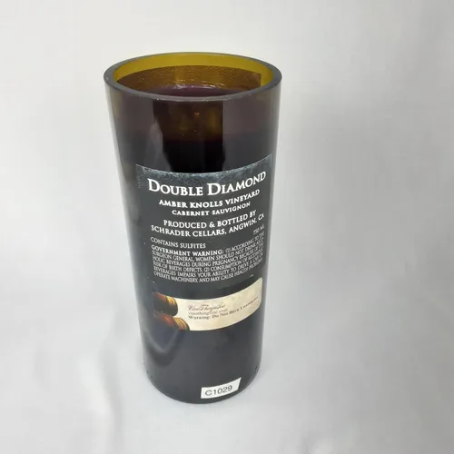 Vista 4 de Radiant Glow - 2013 Double Diamond Cabernet Sauvignon Amber Knolls Vineyard Wine Bottle Candle with Original Label