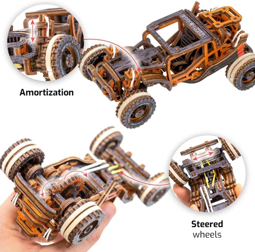 Vista 3 de WOODEN.CITY Buggy LE 3D Wooden Puzzles for Adults – Build Your Own Buggy with Rubber‑Band Motor – Self‑Assembly Model, DIY Gift for Adults and Teens