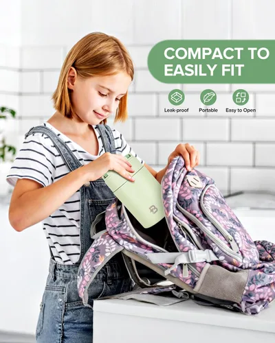 Vista 8 de Termo para alimentos calientes, recipiente de alimentos aislado de boca ancha de 17 onzas con cuchara y asa, lonchera caliente de acero inoxidable