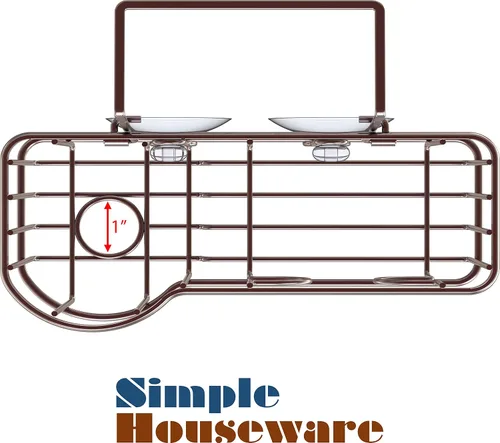 Vista 5 de Simple Houseware Organizador de fregadero de cocina para soporte de esponja de cepillo, bronce