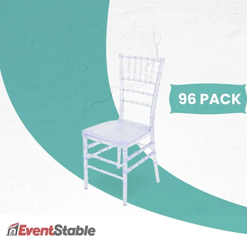 Vista 4 de EventStable Titan Series - Silla Chiavari de resina transparente, silla con husillos de acero resistente, juego de sillas para interiores