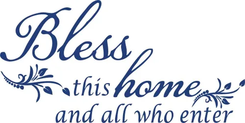 Vista 11 de Decoración de calcomanía de vinilo con texto en inglés “Bless This Home and All who Enter”, para la entrada o la sala de estar