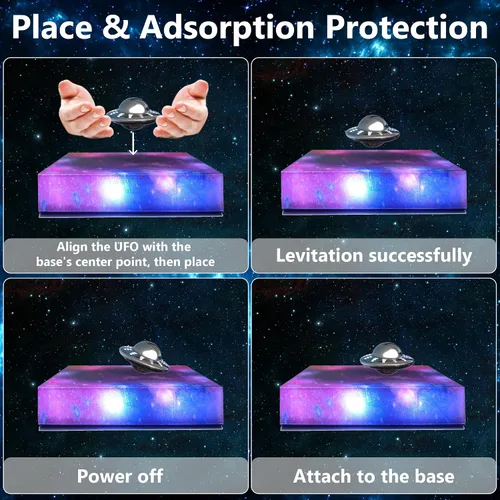 Vista 6 de Lámpara UFO Flotante con Efecto de Levitación, Decoración de Levitación Magnética, Juguetes Únicos para Escritorio, Habitación, Oficina, UFO