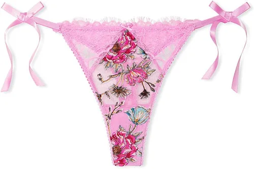 Vista 3 de Victoria's Secret Floral Bordado Lateral Tanga Tanga Panty Color Lila Nuevo