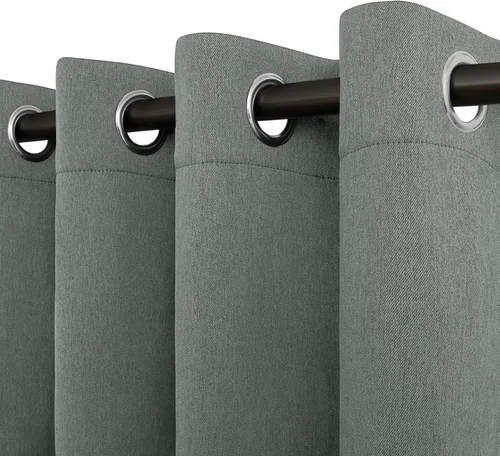 Vista 15 de Easy-Going - Cortinas opacas con aspecto de lino para oscurecer la habitación, con ojales para ventana, cortinas para dormitorio, sala de estar