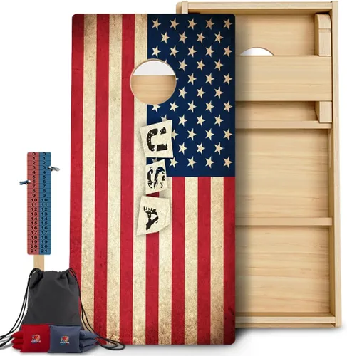 Vista 125 de CornholeGamesUSA Pro - Juego de tablas de Cornhole Fabricado en Estados Unidos Abedul báltico 3/4 Sin rebote Patas triples gruesas Dos 1