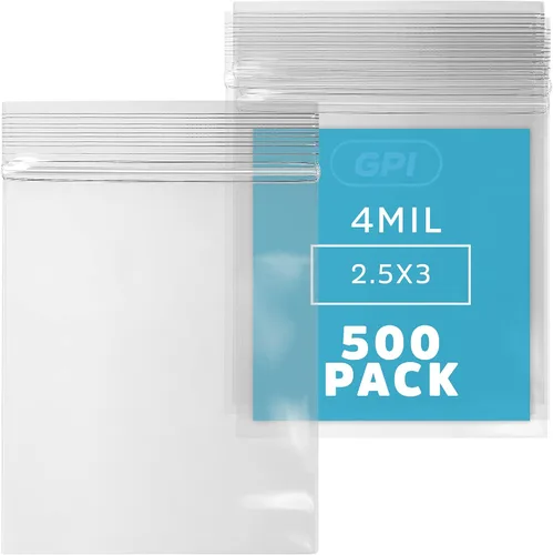 Vista 13 de Bolsas reutilizables de plástico transparente con cremallera – Paquete de 100 unidades GPI a granel de 2 x 3 pulgadas de grosor, resistentes