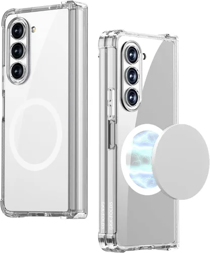 Vista 7 de Funda magnética transparente para Samsung Galaxy Z Fold 5 con protección de bisagra [protector de pantalla integrado] [compatible con MagSafe] 2