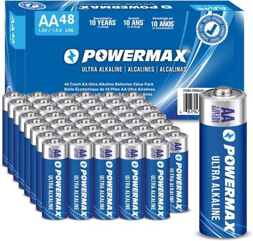 Vista 7 de Powermax 12 pilas AA dobles, paquete de ampollas alcalinas de larga duración para el hogar y la oficina, 10 años de vida útil