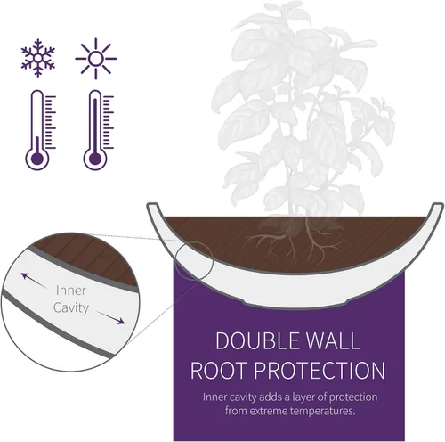 Vista 3 de Crescent Garden Maceta Bowl Grande para Exteriores – Maceta de Resina de Doble Pared con Orificio de Drenaje para Jardines Acuáticos, Fuentes
