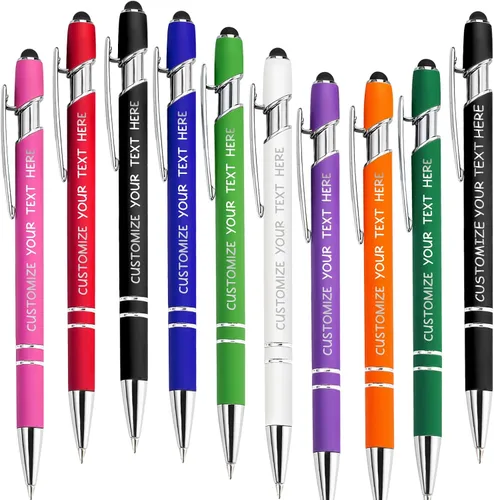 Vista 49 de Hasta 500 bolígrafos personalizados a granel con lápiz capacitivo, grabado, juego de bolígrafos con tu nombre, texto para mujeres de negocios